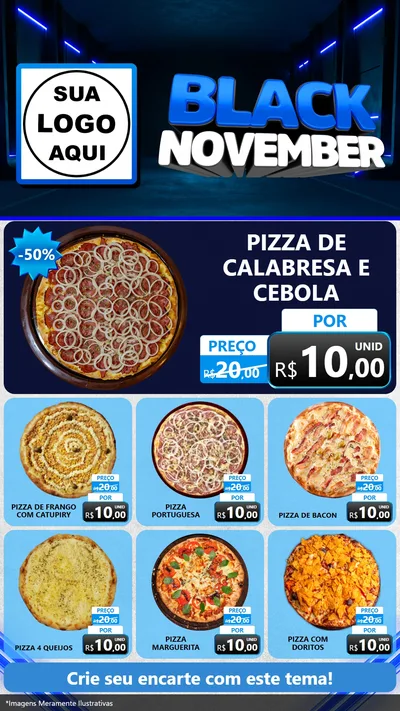Modelo de Rede Social para Stories com o tema Black November para Pizzaria