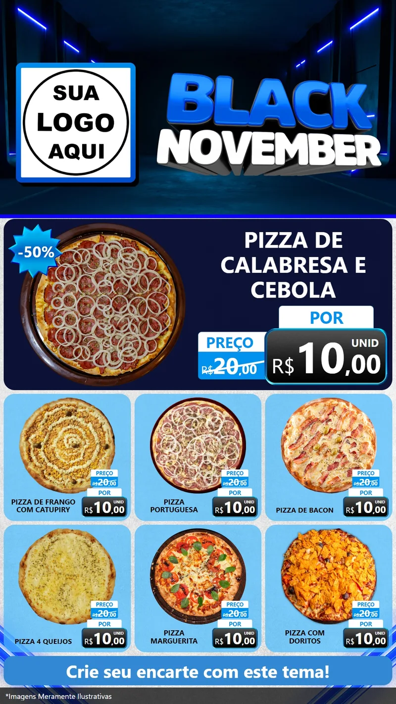 Modelo de Rede Social para Stories com o tema Black November para Pizzaria