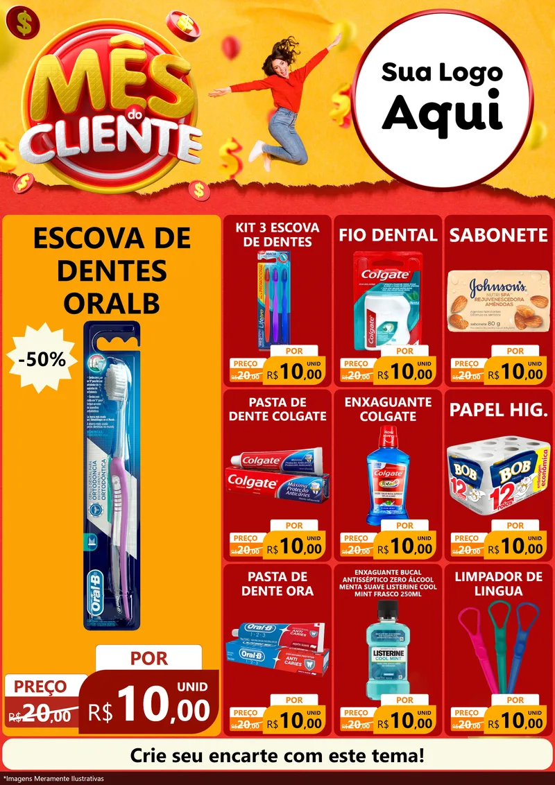 Modelo de Encarte para Encarte A4 Vertical com o tema Mês do Cliente para Higiene Pessoal