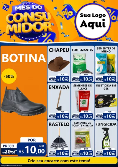 Modelo de Encarte para Encarte A4 Vertical com o tema Mês do Consumidor para Agropecuária