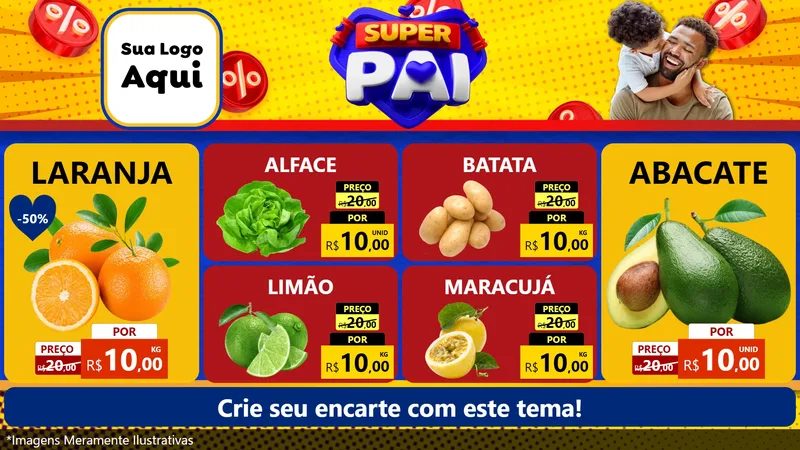 Modelo de TV para TV Horizontal com o tema Super Pai para Hortifrúti