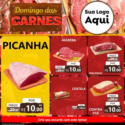 Modelo de Rede Social para Feed Facebook com o tema Domingo das Carnes para Açougue