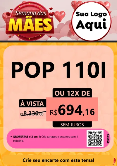 Modelo de Cartaz para Cartaz A4 Vertical com o tema Semana das Mães para Concessionaria de Motos
