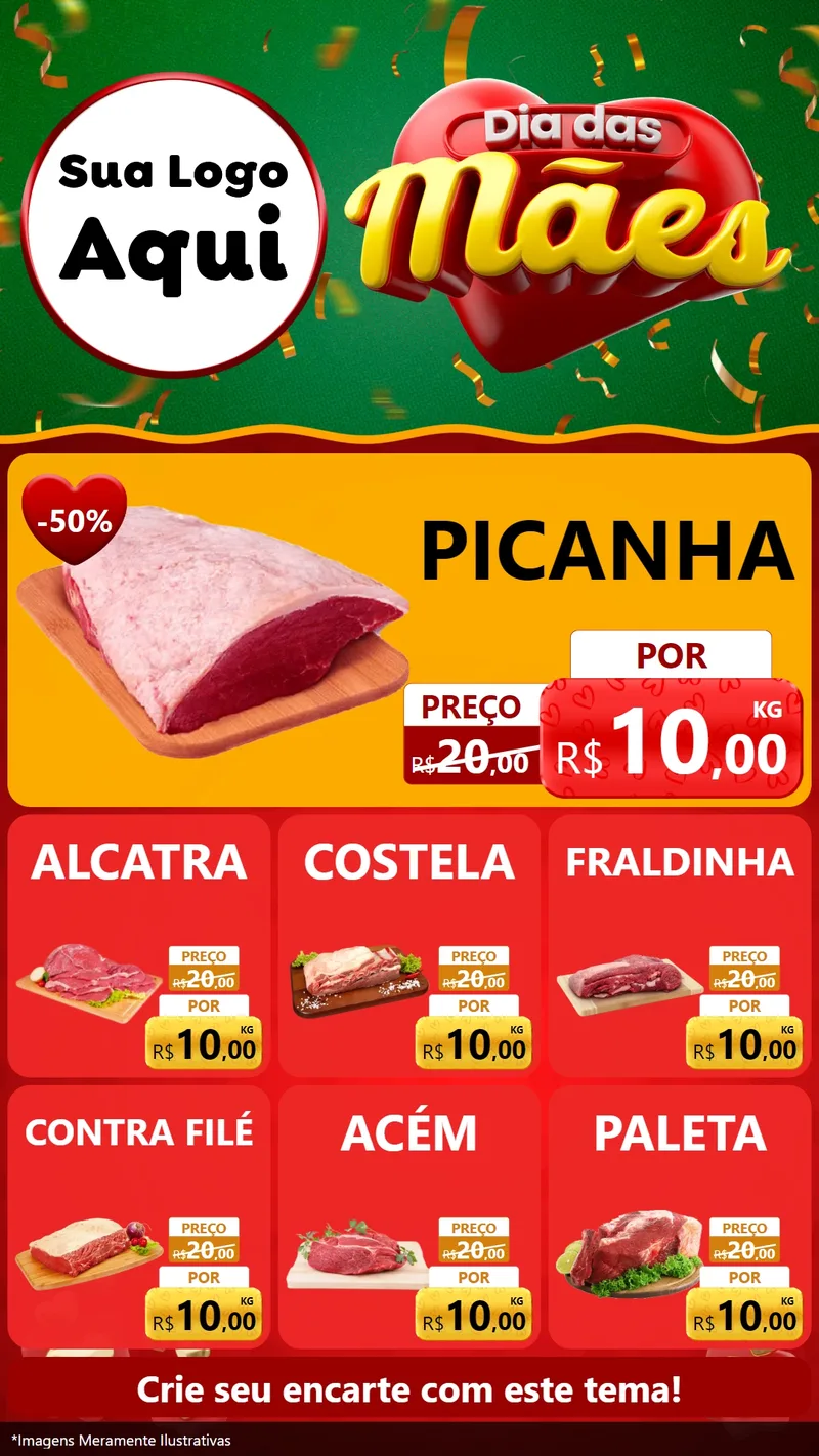 Modelo de Rede Social para Stories com o tema Dia das Mães para Açougue