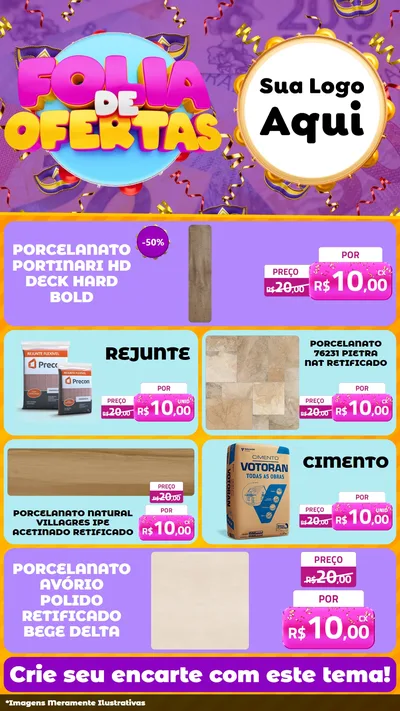 Modelo de TV para TV Vertical com o tema Folia de Ofertas para Pisos e revestimentos