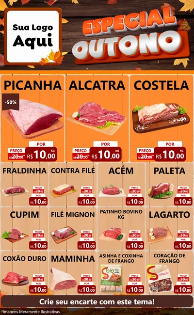 Modelo de Encarte para Encarte Grande com o tema Especial Outono para Açougue