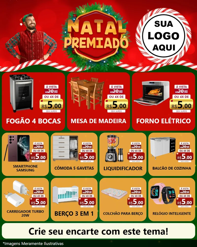 Modelo de Rede Social para Feed Instagram com o tema Natal Premiado para Móveis e Eletro