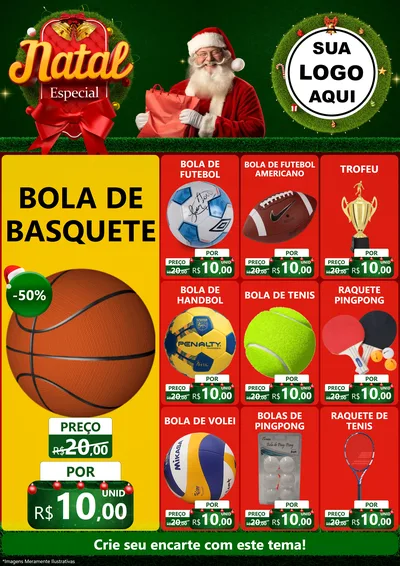Modelo de Encarte para Encarte A4 Vertical com o tema Natal Especial para Artigos Esportivos