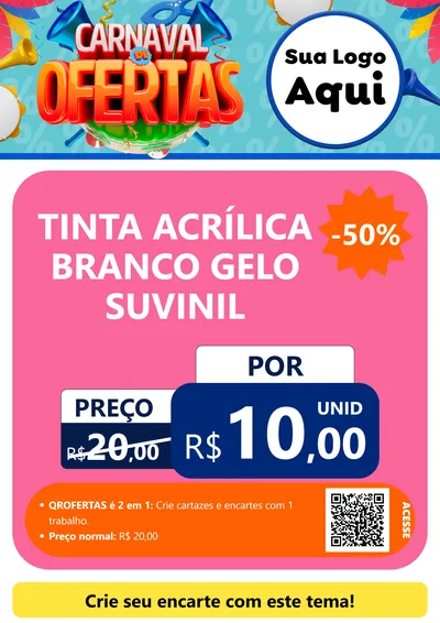 Modelo de Cartaz para Cartaz A4 Vertical com o tema Carnaval de Ofertas para Tintas e Ferramentas