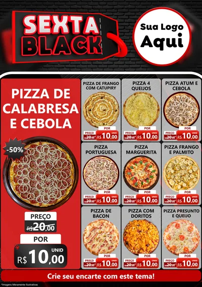 Modelo de Encarte para Encarte A4 Vertical com o tema Sexta Black para Pizzaria