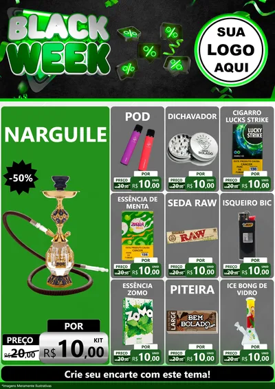 Modelo de Encarte para Encarte A4 Vertical com o tema Black Week para Tabacaria