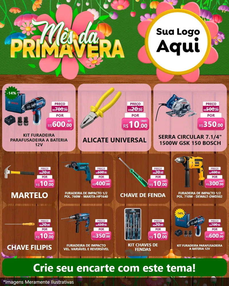 Modelo de Rede Social para Feed Instagram com o tema Mês da Primavera para Maquinas e Ferramentas