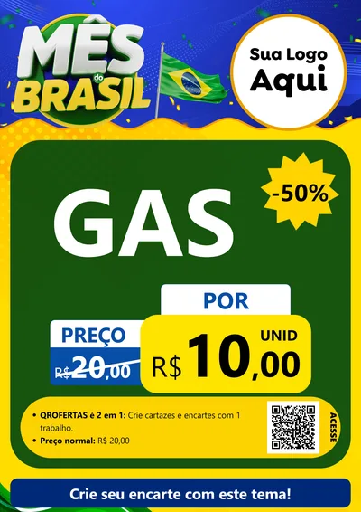 Modelo de Cartaz para Cartaz A4 Vertical com o tema Mês do Brasil para Água e gás