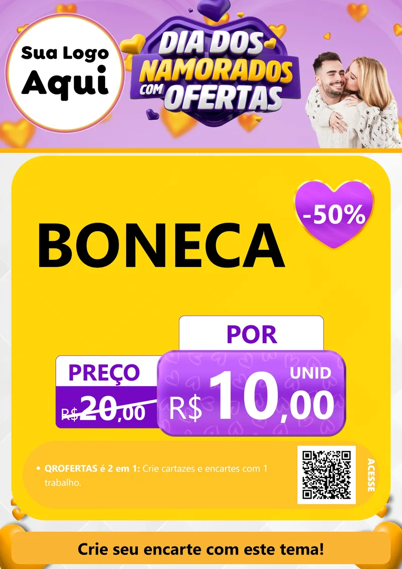 Modelo de Cartaz para Cartaz A4 Vertical com o tema Dia Dos Namorados Com Ofertas para Brinquedos