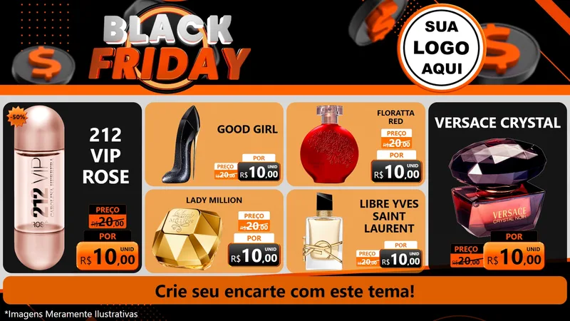 Modelo de TV para TV Horizontal com o tema Black Friday para Perfumes