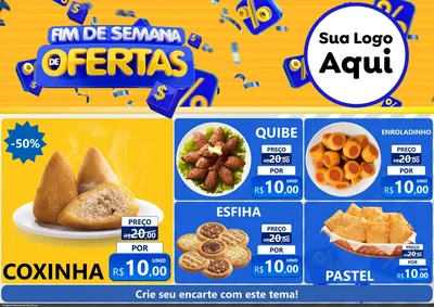 Modelo de Encarte para Encarte A4 Horizontal com o tema Fim de Semana de Ofertas para Salgadaria