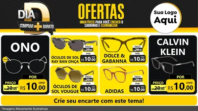 Modelo de TV para TV Horizontal com o tema Dia D Mais Economia para Óticas