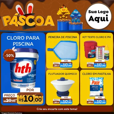 Modelo de Rede Social para Feed Facebook com o tema Páscoa para Produtos para Piscina