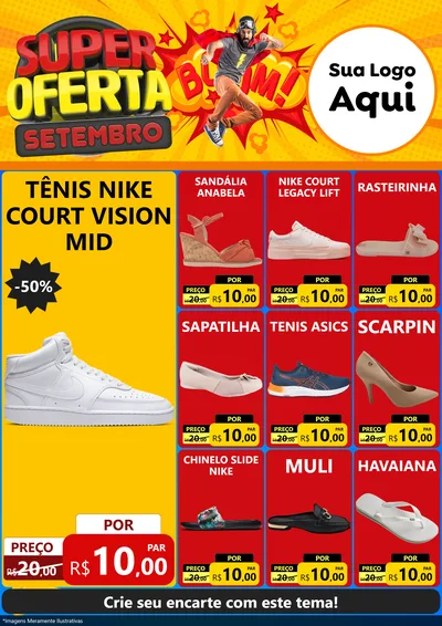 Modelo de Encarte para Encarte A4 Vertical com o tema Super Oferta Setembro para Calçados