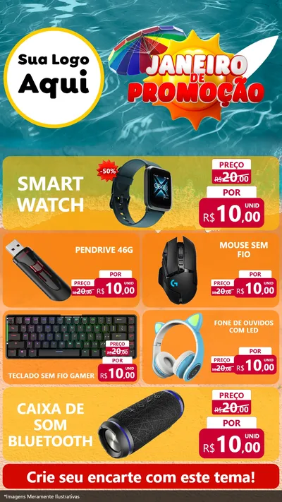 Modelo de TV para TV Vertical com o tema Janeiro de Promoção para Informática