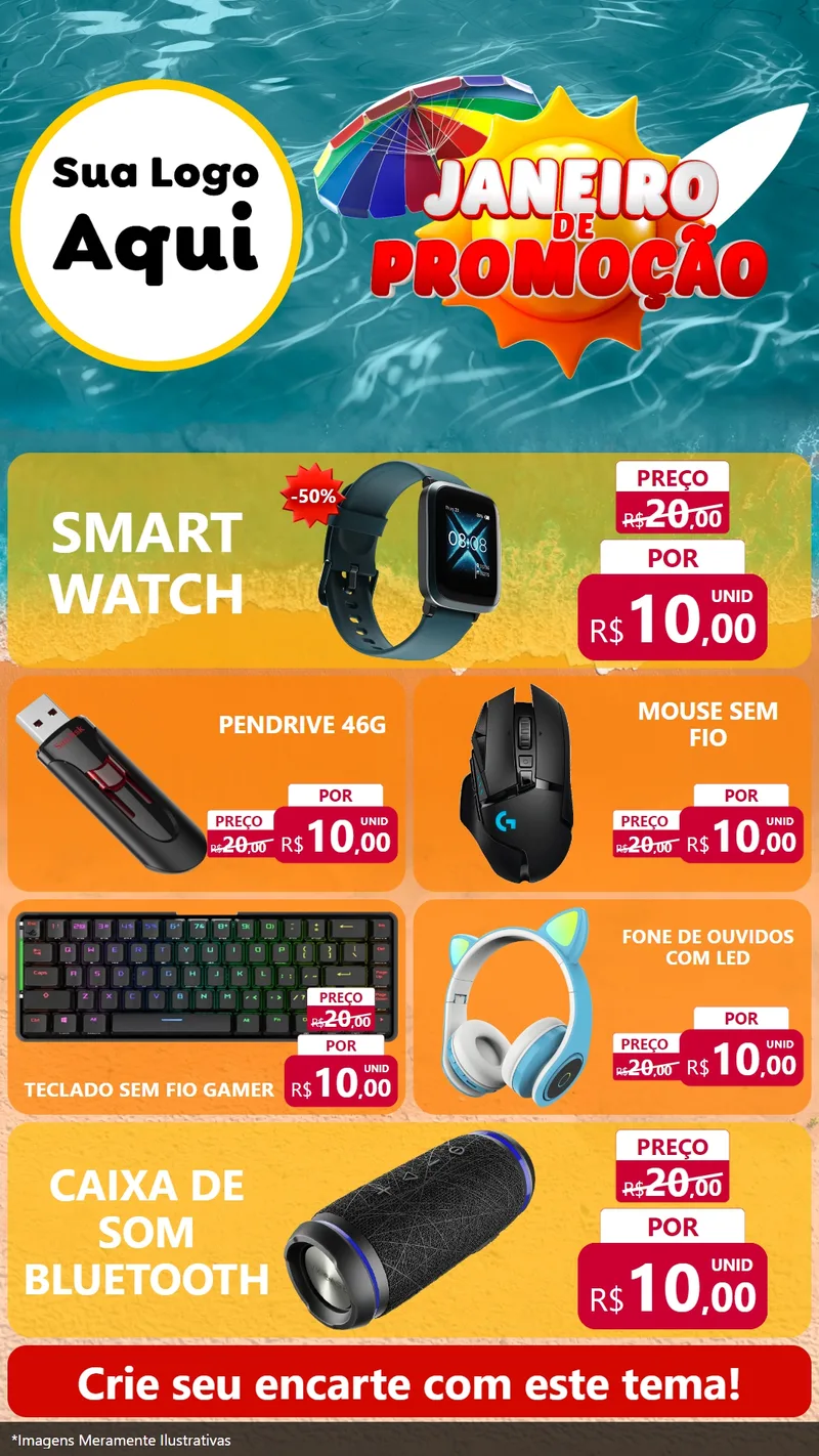 Modelo de TV para TV Vertical com o tema Janeiro de Promoção para Informática
