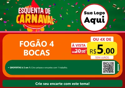 Modelo de Cartaz para Cartaz A4 Horizontal com o tema Esquenta de Carnaval para Móveis e Eletro