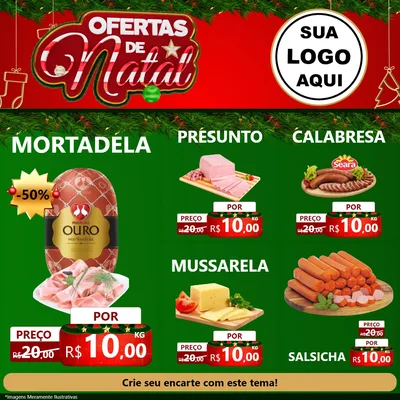 Modelo de Rede Social para Feed Facebook com o tema Ofertas de Natal para Frios e Laticínios