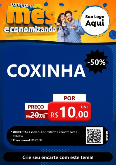 Modelo de Cartaz para Cartaz A4 Vertical com o tema Comece O Mês Economizando para Salgadaria