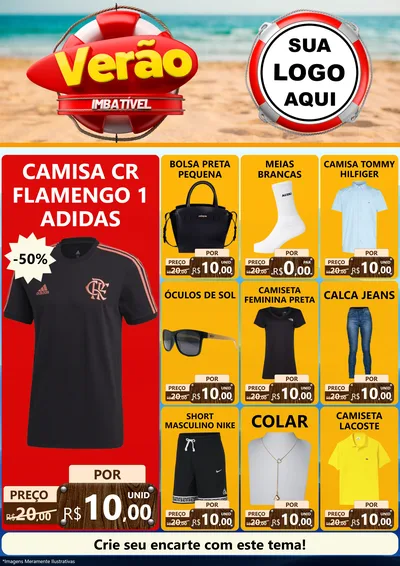 Modelo de Encarte para Encarte A4 Vertical com o tema Verão Imbatível para Roupas e acessórios