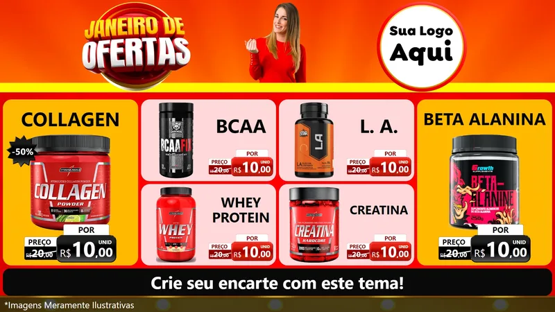 Modelo de TV para TV Horizontal com o tema Janeiro de Ofertas para Suplementos alimentares