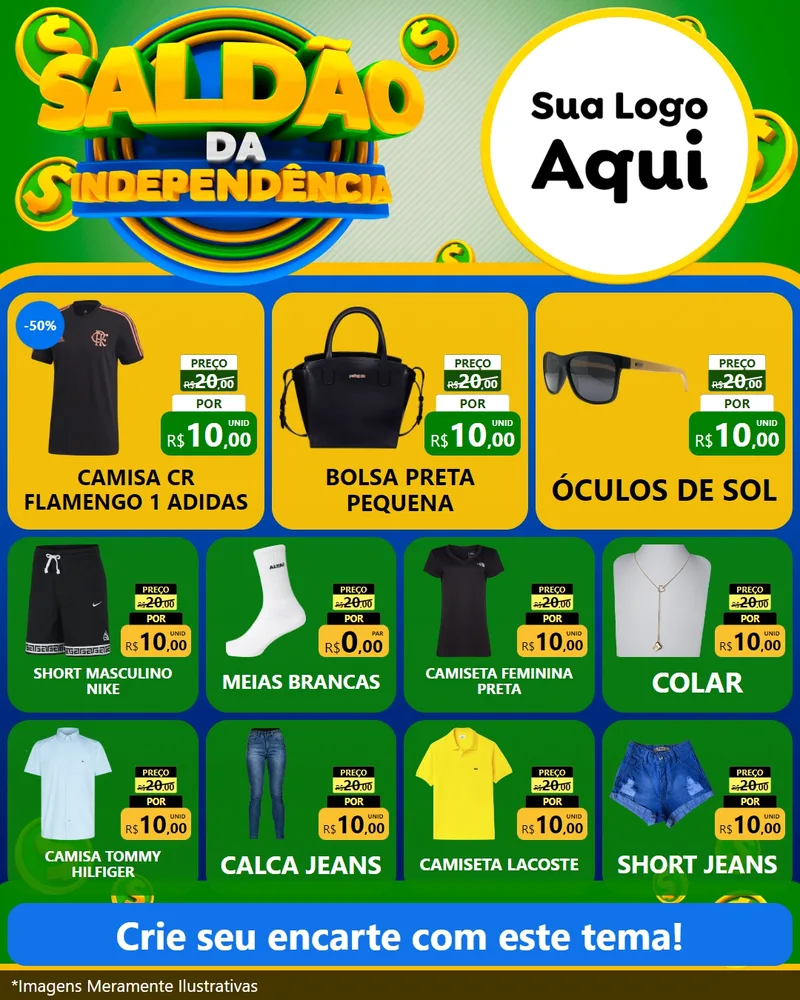 Modelo de Rede Social para Feed Instagram com o tema Saldão da Indepêndencia para Roupas e acessórios