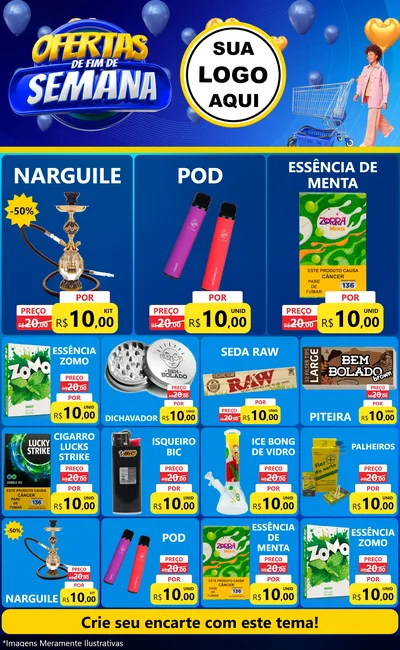 Modelo de Encarte para Encarte Grande com o tema Ofertas de Fim de Semana para Tabacaria