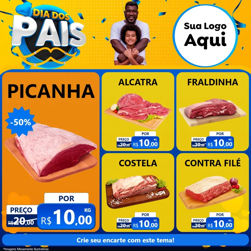 Modelo de Rede Social para Feed Facebook com o tema Dia dos Pais para Açougue