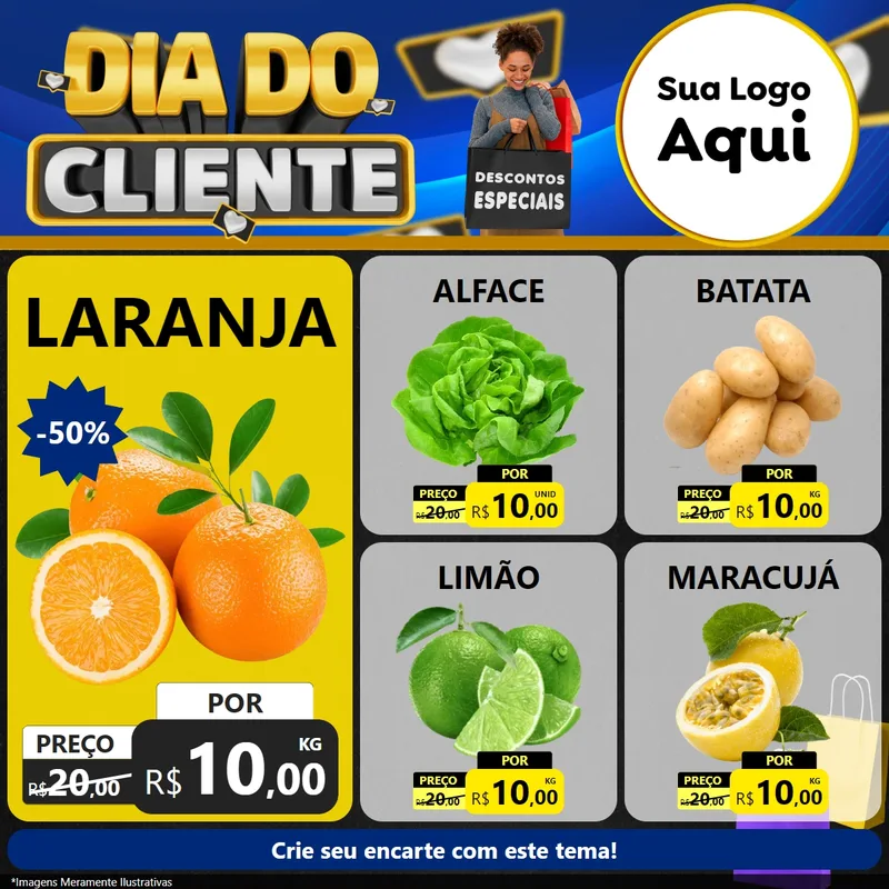 Modelo de Rede Social para Feed Facebook com o tema Dia Do Cliente para Hortifrúti