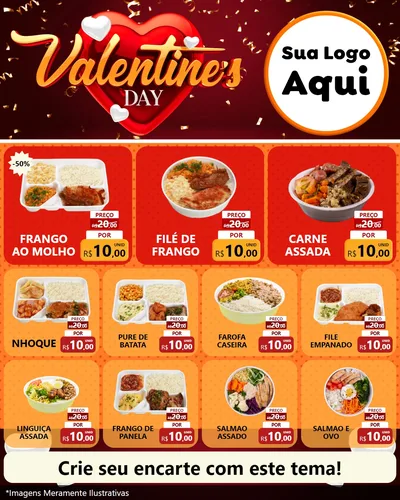 Modelo de Rede Social para Feed Instagram com o tema Valentine's Day para Restaurante