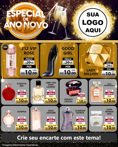 Modelo de Rede Social para Feed Instagram com o tema Especial de Ano Novo para Perfumes