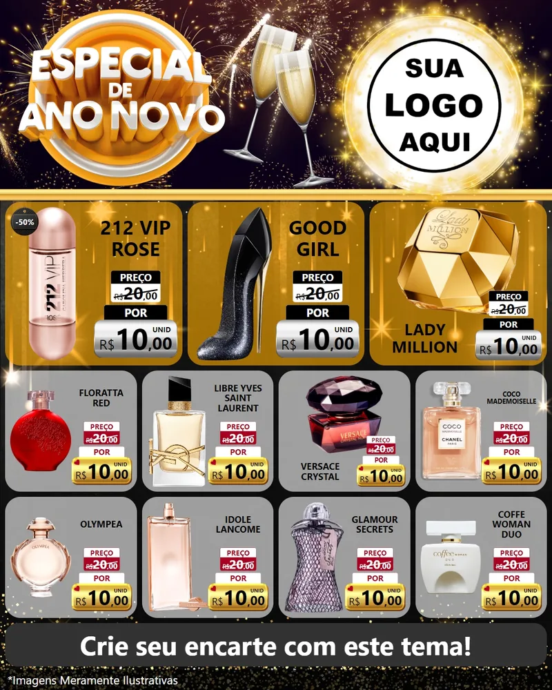 Modelo de Rede Social para Feed Instagram com o tema Especial de Ano Novo para Perfumes