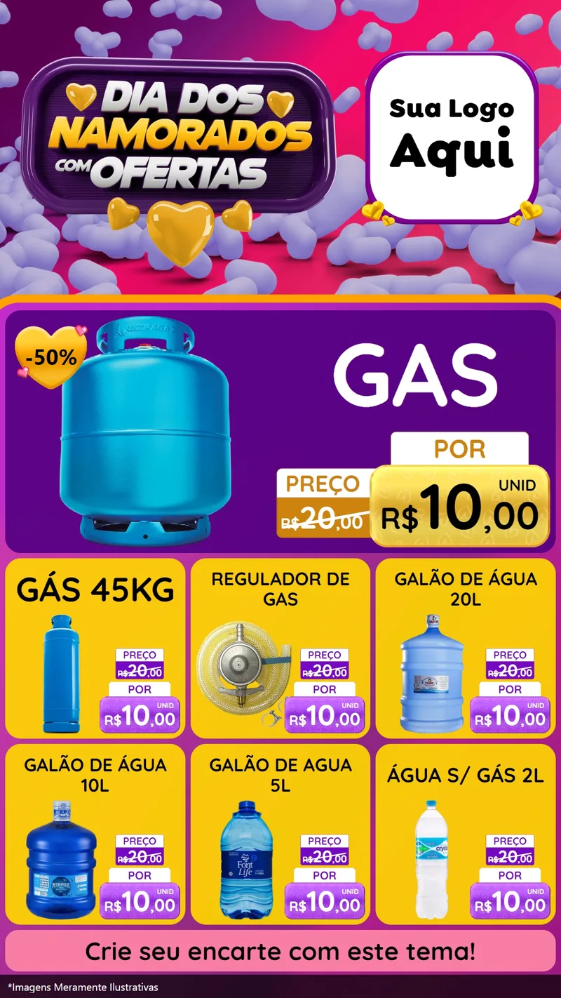 Modelo de Rede Social para Stories com o tema Dia Dos Namorados Com Ofertas para Água e gás