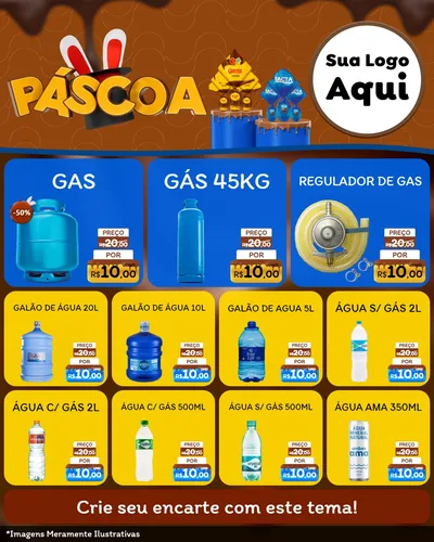 Modelo de Rede Social para Feed Instagram com o tema Páscoa para Água e gás