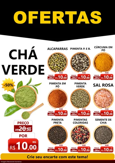 Modelo de Encarte para Encarte A4 Vertical com o tema Ofertas Preto e Vermelho Cartaz para Produtos Naturais