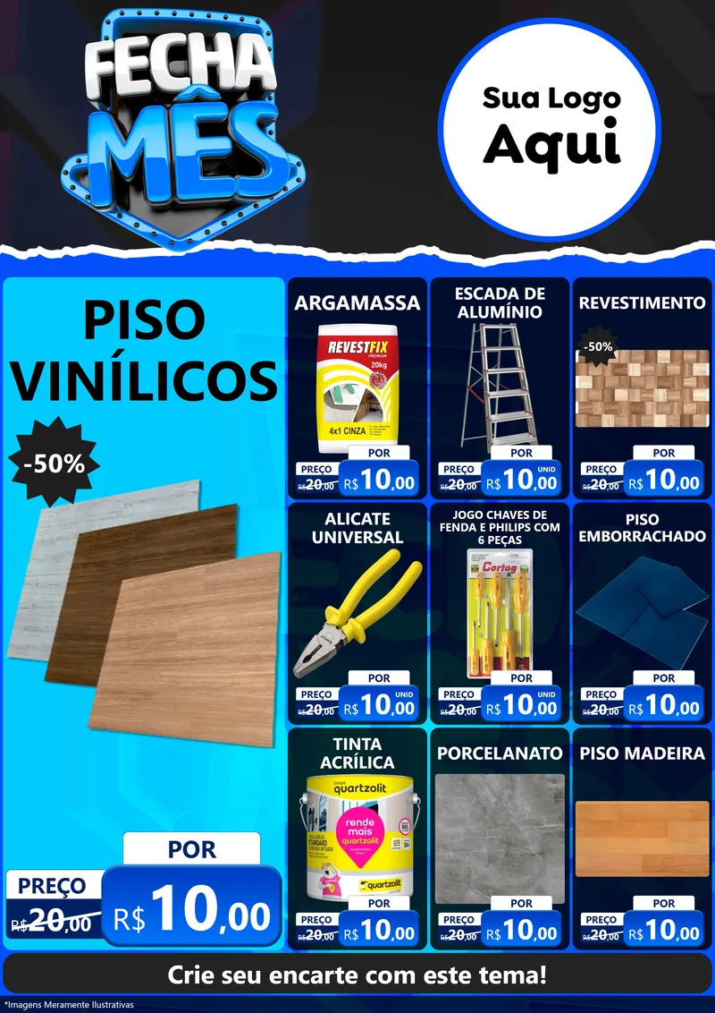 Modelo de Encarte para Encarte A4 Vertical com o tema Fecha Mês para Material para Construção