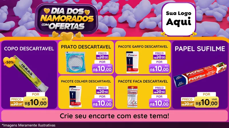 Modelo de TV para TV Horizontal com o tema Dia Dos Namorados Com Ofertas para Embalagens