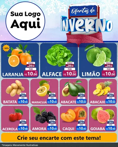 Modelo de Rede Social para Feed Instagram com o tema Ofertas de Inverno para Hortifrúti