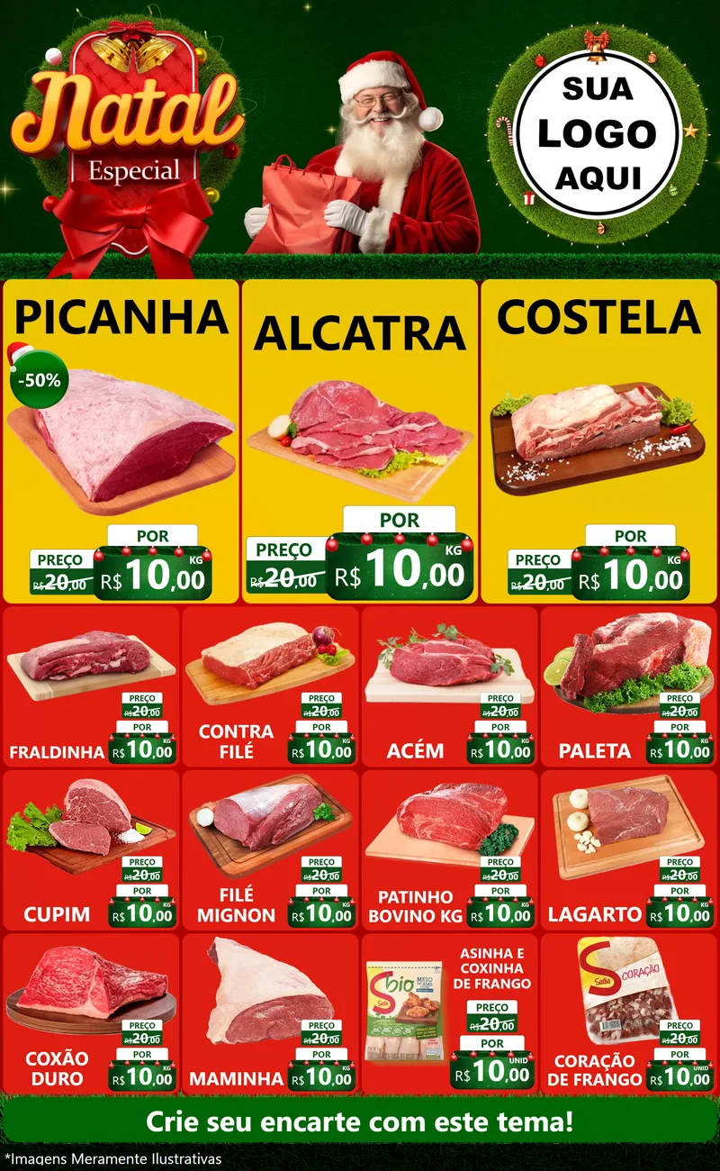 Modelo de Encarte para Encarte Grande com o tema Natal Especial para Açougue