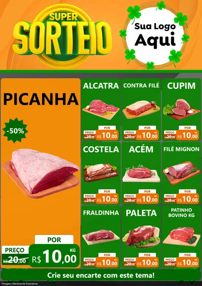 Modelo de Encarte para Encarte A4 Vertical com o tema Super Sorteio para Açougue