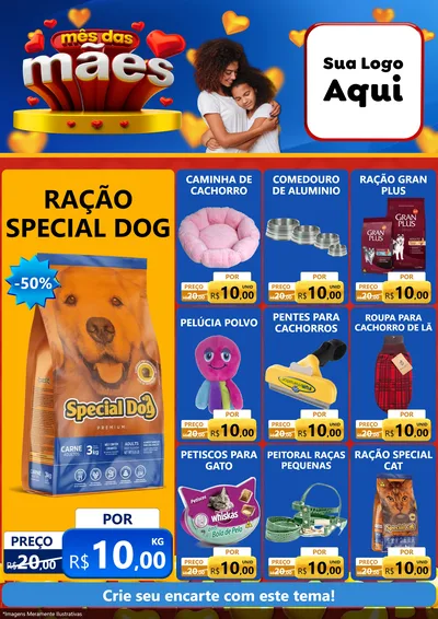 Modelo de Encarte para Encarte A4 Vertical com o tema Mês das Mães para Pet Shop