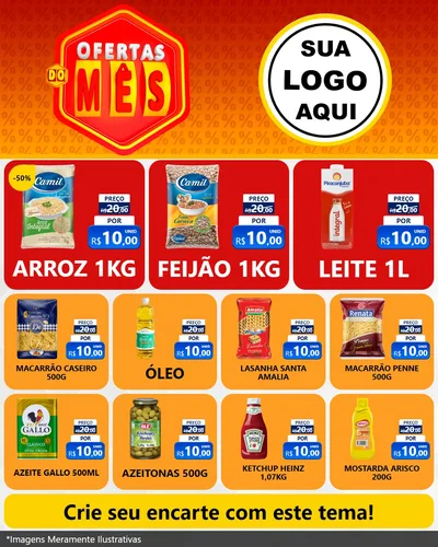 Modelo de Rede Social para Feed Instagram com o tema Ofertas do Mês para Supermercado