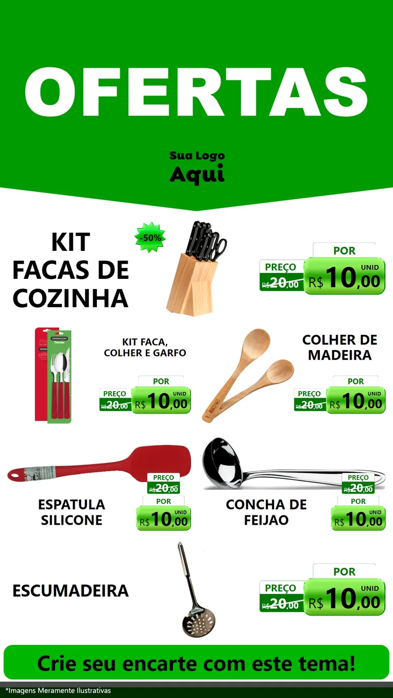 Modelo de TV para TV Vertical com o tema Ofertas Verde Cartaz para Utilidades Domésticas