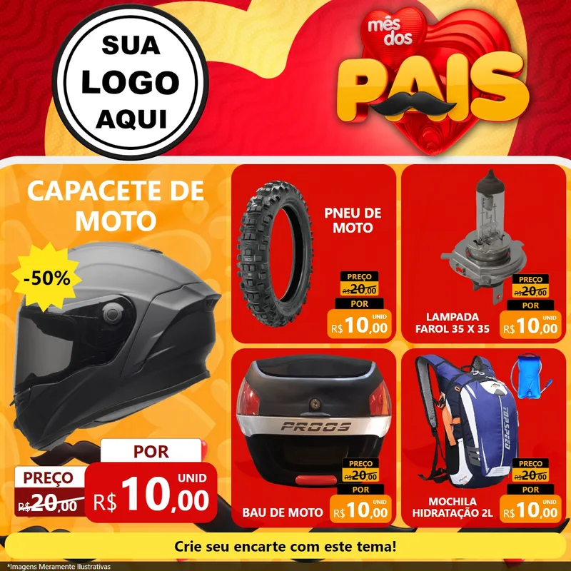 Modelo de Rede Social para Feed Facebook com o tema Mês Dos Pais para Moto peças