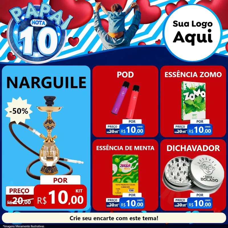 Modelo de Rede Social para Feed Facebook com o tema Papai Nota 10 para Tabacaria